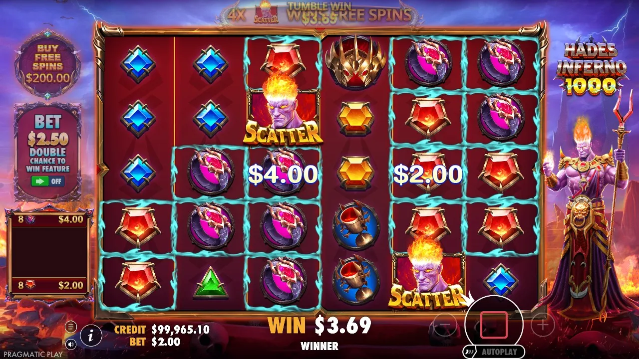 Hades Inferno 1000 — money-collect med myntvärden och WINNER-scatter