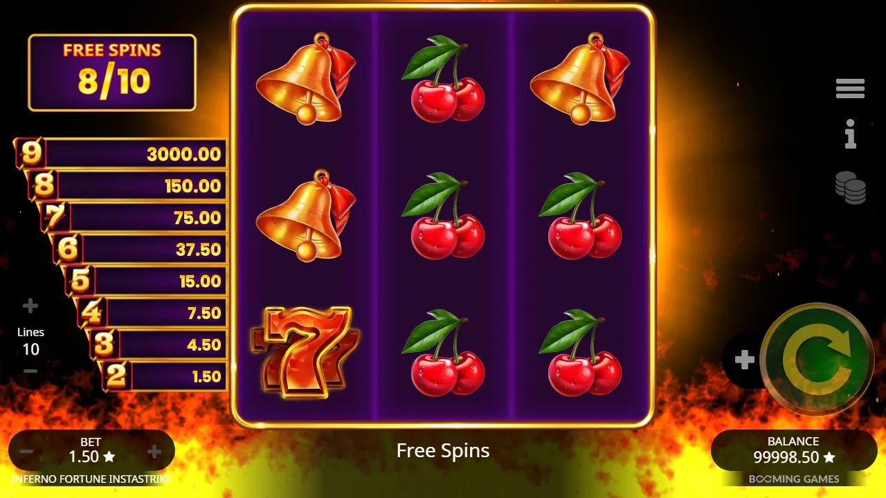 Free spins-runda med räknaren på 8 av 10